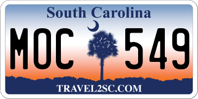 SC license plate MOC549