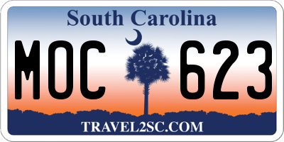 SC license plate MOC623