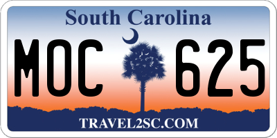 SC license plate MOC625