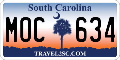 SC license plate MOC634