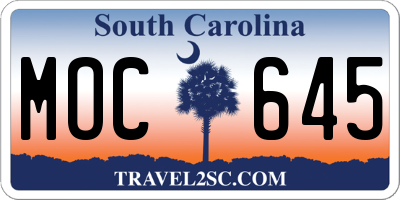 SC license plate MOC645