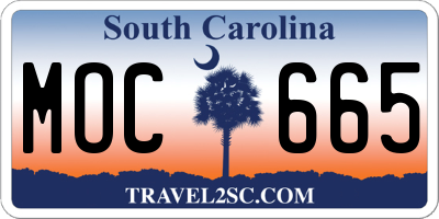 SC license plate MOC665