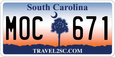 SC license plate MOC671
