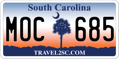SC license plate MOC685