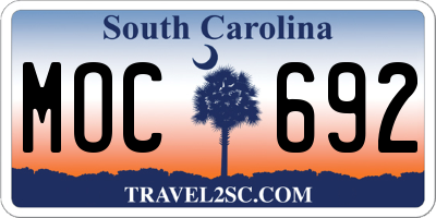SC license plate MOC692