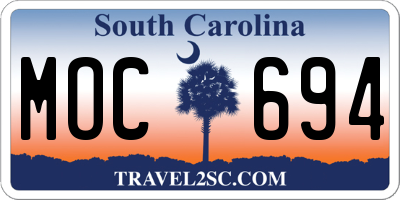 SC license plate MOC694