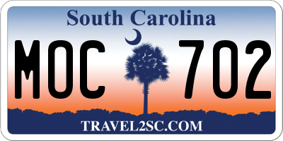 SC license plate MOC702