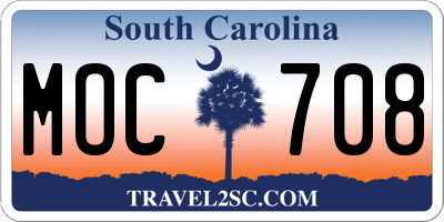 SC license plate MOC708