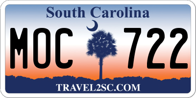 SC license plate MOC722