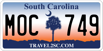 SC license plate MOC749