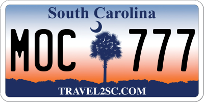 SC license plate MOC777