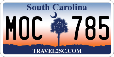 SC license plate MOC785