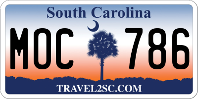 SC license plate MOC786