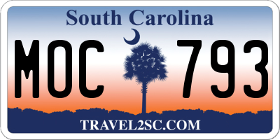 SC license plate MOC793