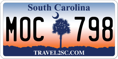 SC license plate MOC798