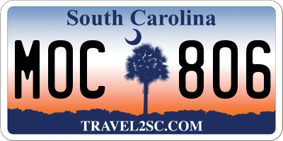 SC license plate MOC806