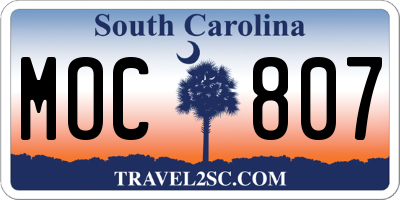 SC license plate MOC807