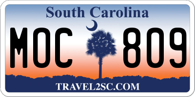 SC license plate MOC809