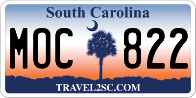 SC license plate MOC822