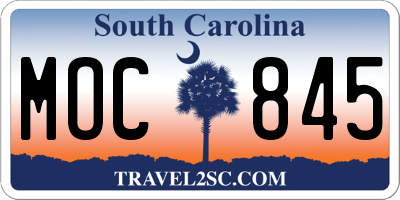 SC license plate MOC845