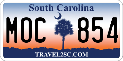 SC license plate MOC854