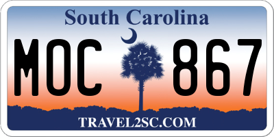 SC license plate MOC867