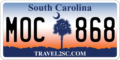 SC license plate MOC868