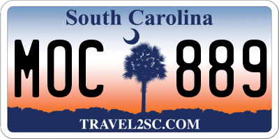SC license plate MOC889