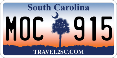 SC license plate MOC915