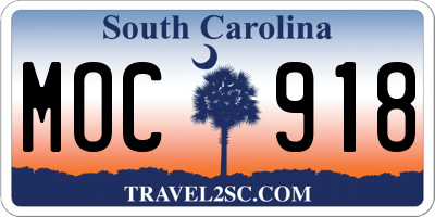 SC license plate MOC918