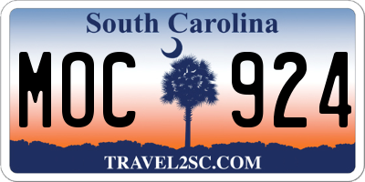 SC license plate MOC924
