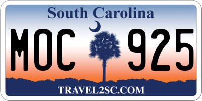 SC license plate MOC925