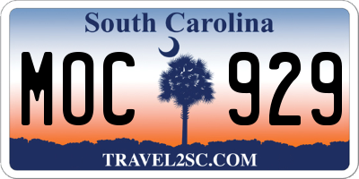 SC license plate MOC929
