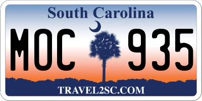 SC license plate MOC935