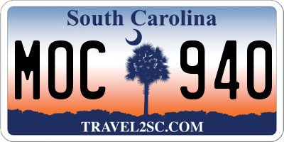 SC license plate MOC940