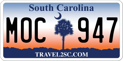 SC license plate MOC947