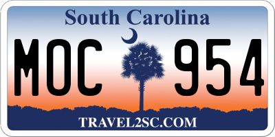 SC license plate MOC954