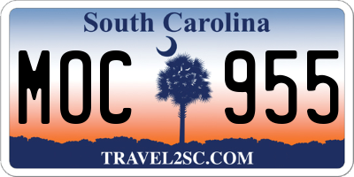 SC license plate MOC955