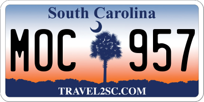 SC license plate MOC957