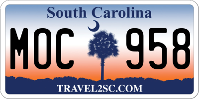 SC license plate MOC958