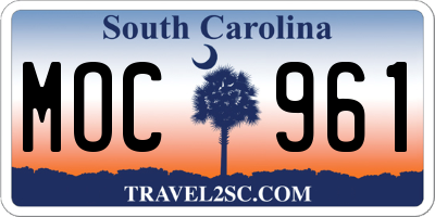 SC license plate MOC961