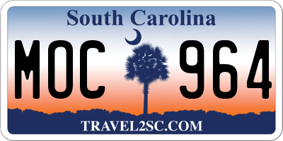 SC license plate MOC964