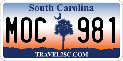 SC license plate MOC981