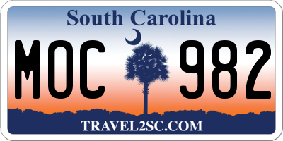 SC license plate MOC982