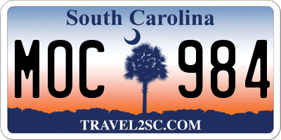 SC license plate MOC984