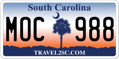 SC license plate MOC988