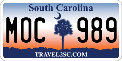 SC license plate MOC989