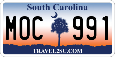 SC license plate MOC991