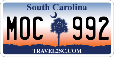 SC license plate MOC992