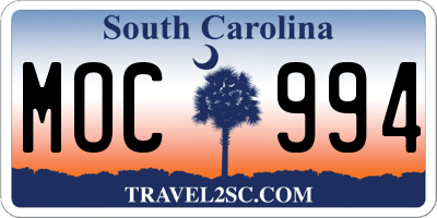 SC license plate MOC994